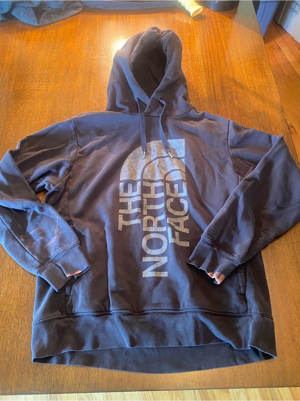 The North Face Men’s Size M Black Pullover Hoodie Cotton Logo Sweatshirt Vintage